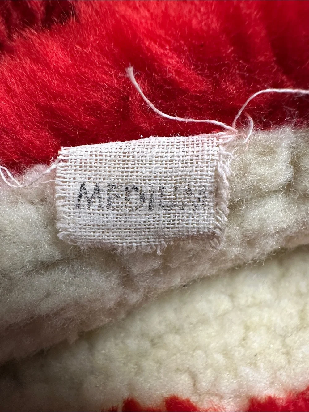 Red Faux-Fur Cuff Black Leather Mittens - Super Cute,  Warm and durable , Medium